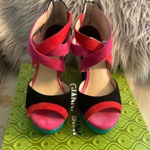 Gianni Bini suede color block wedges